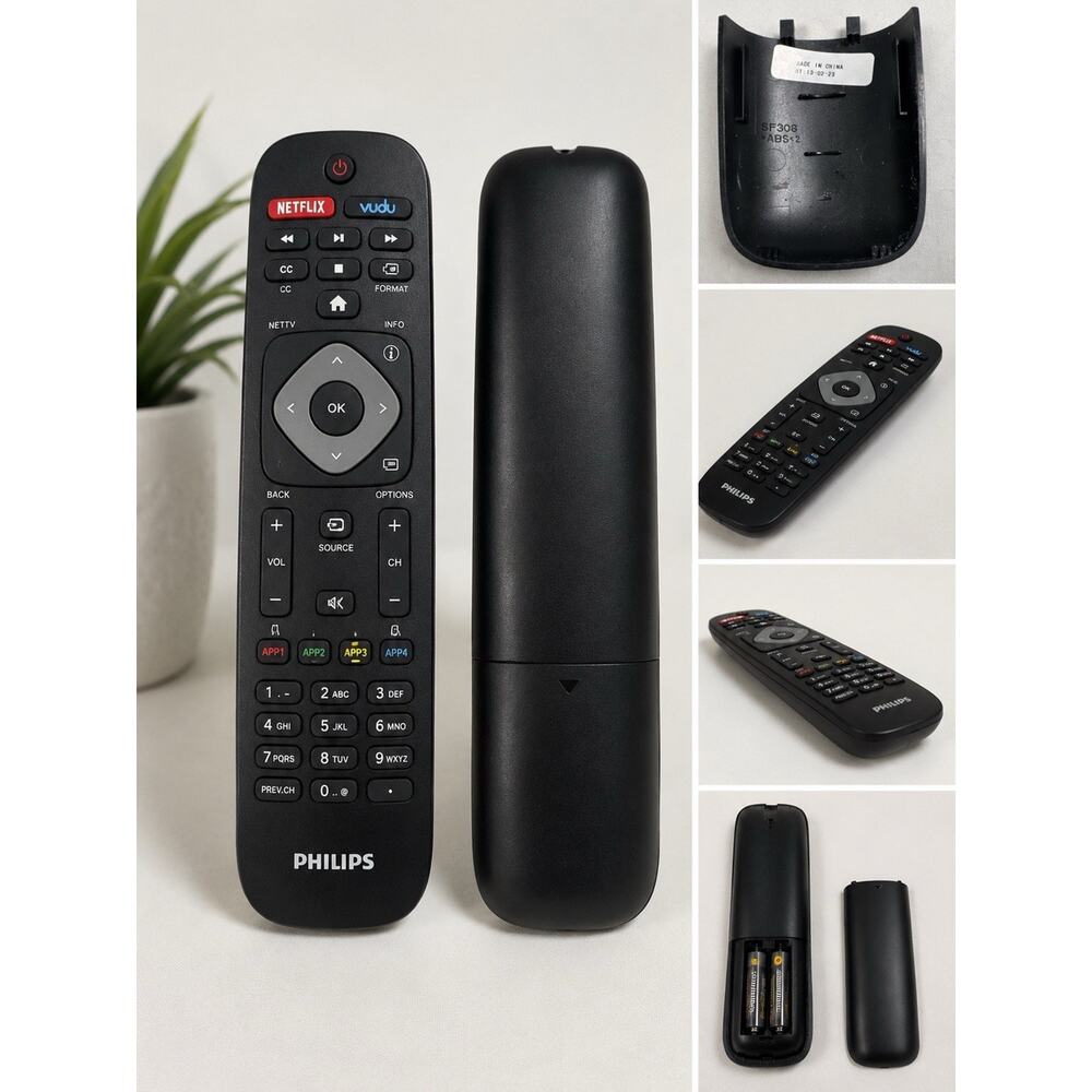 Philips TV Remote Control Netflix VUDU NETTV OEM Replacement Black Tested